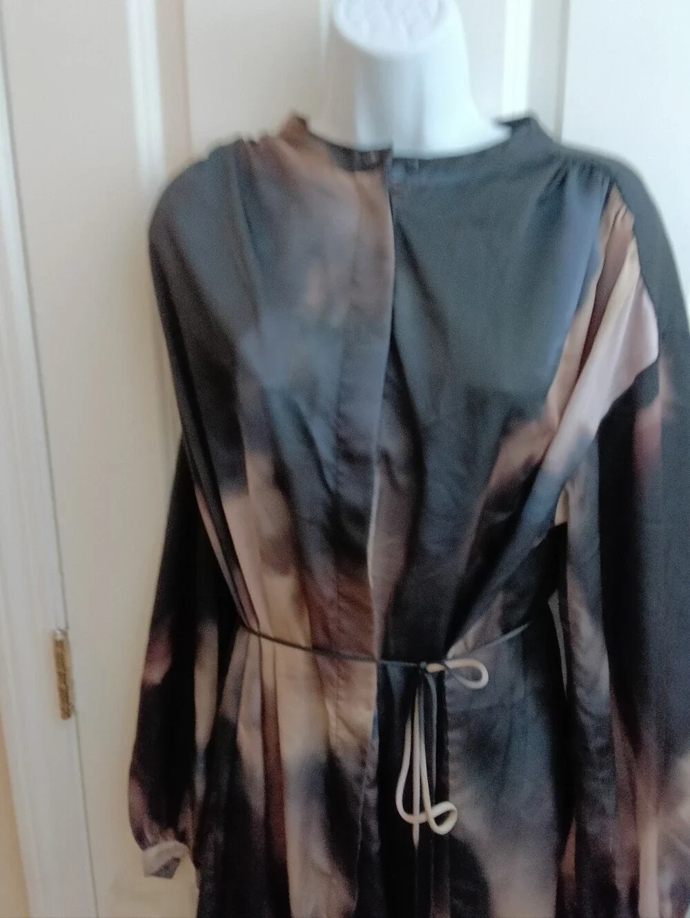 H& M Tie-Dye Long Sleeve A-Line Dress - Black and Brown SIZE LARGE